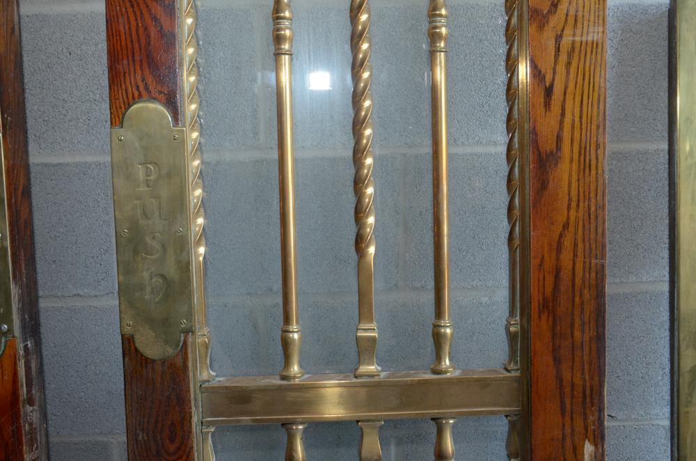 Pair of Glass Paneled Doors with Brass Hardware