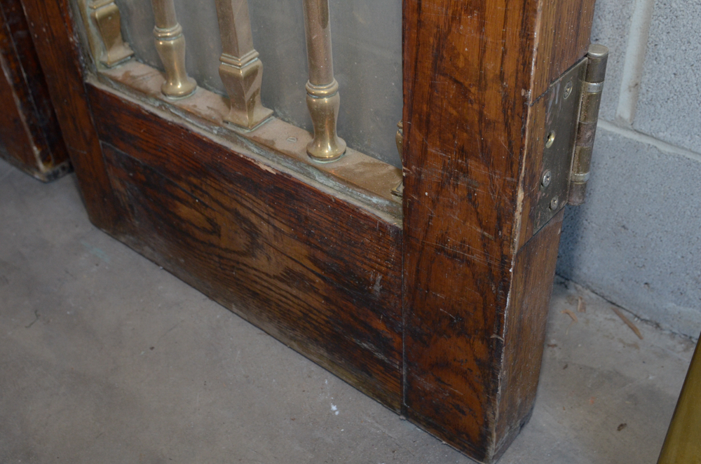 Pair of Glass Paneled Doors with Brass Hardware