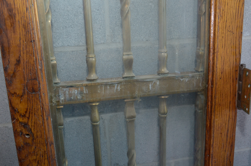 Pair of Glass Paneled Doors with Brass Hardware