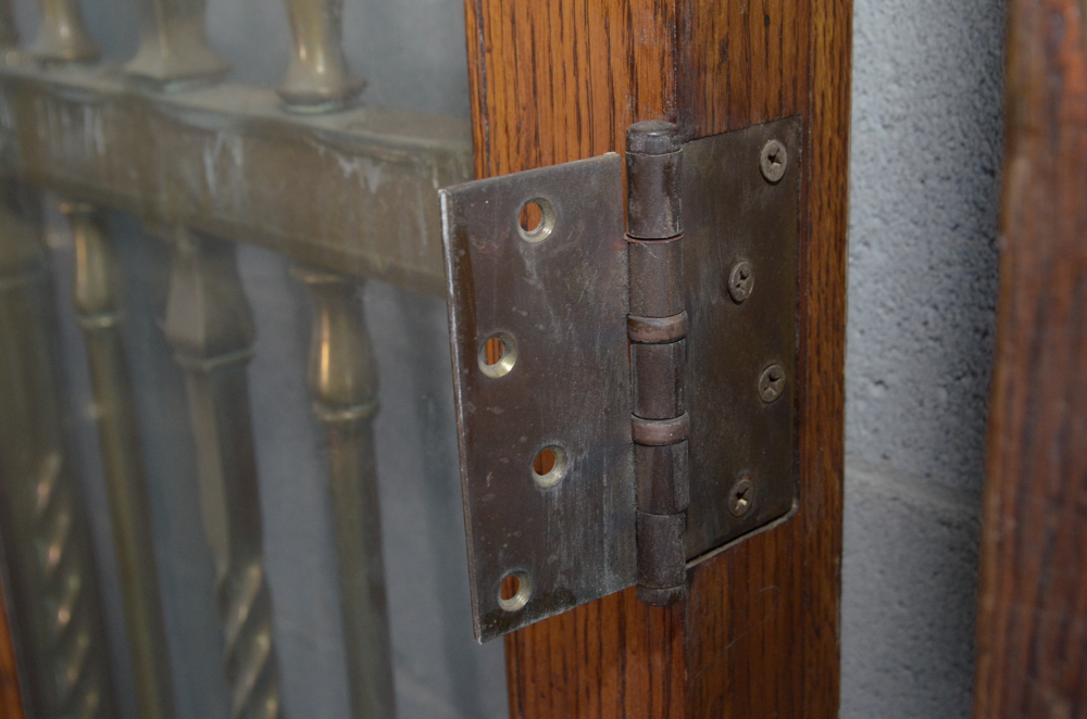 Pair of Glass Paneled Doors with Brass Hardware