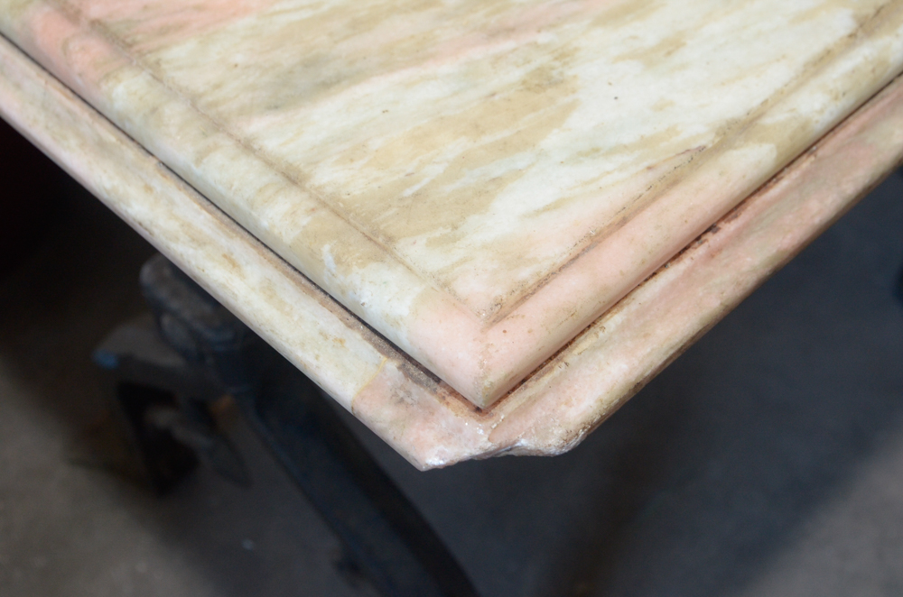 Stone Top Table with Wrought Iron Base