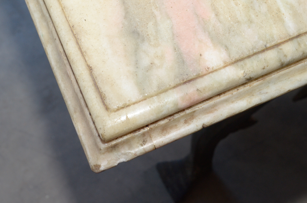 Stone Top Table with Wrought Iron Base