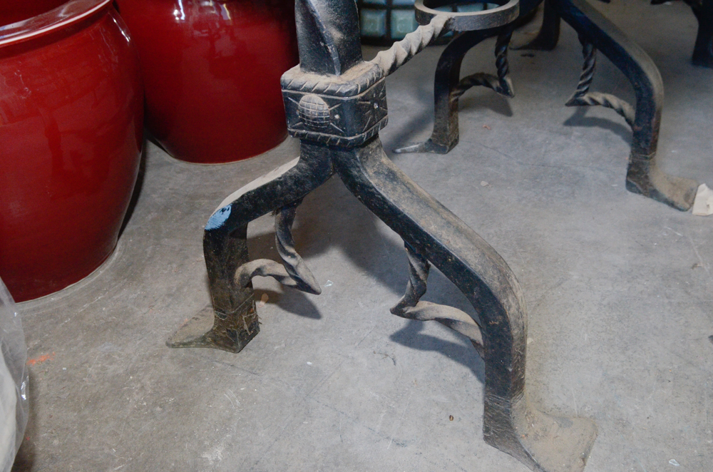 Stone Top Table with Wrought Iron Base