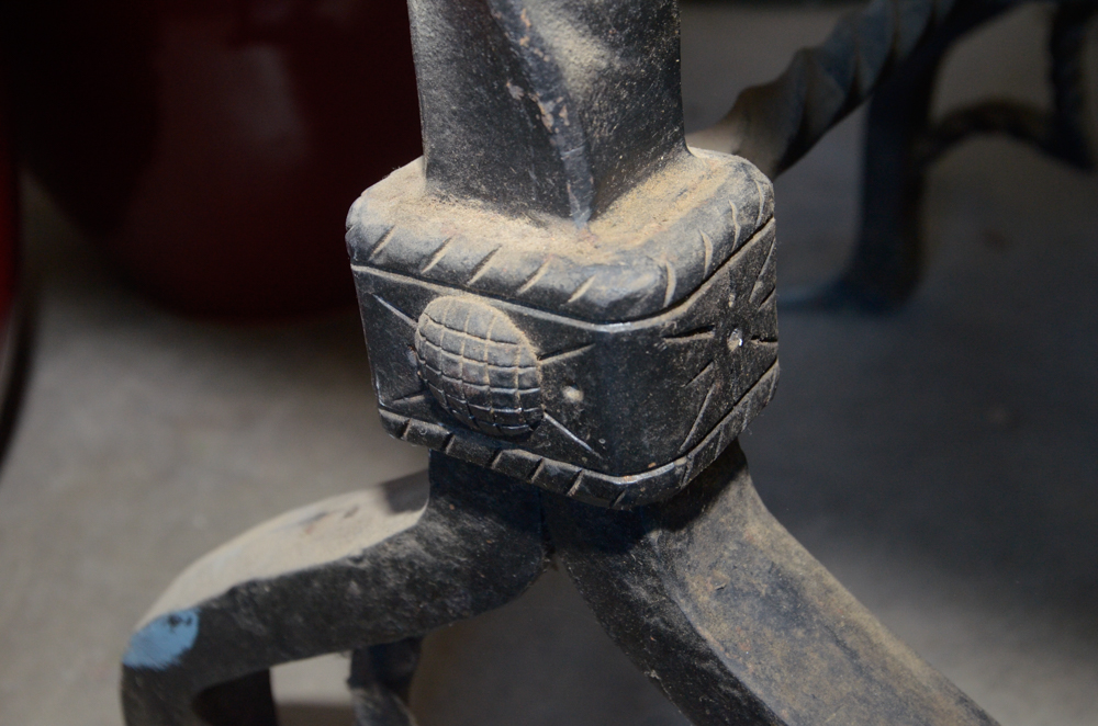 Stone Top Table with Wrought Iron Base