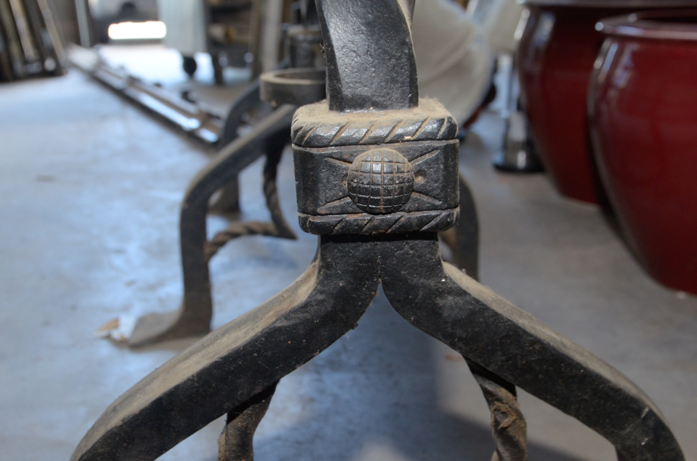 Stone Top Table with Wrought Iron Base