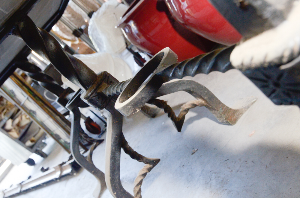 Stone Top Table with Wrought Iron Base