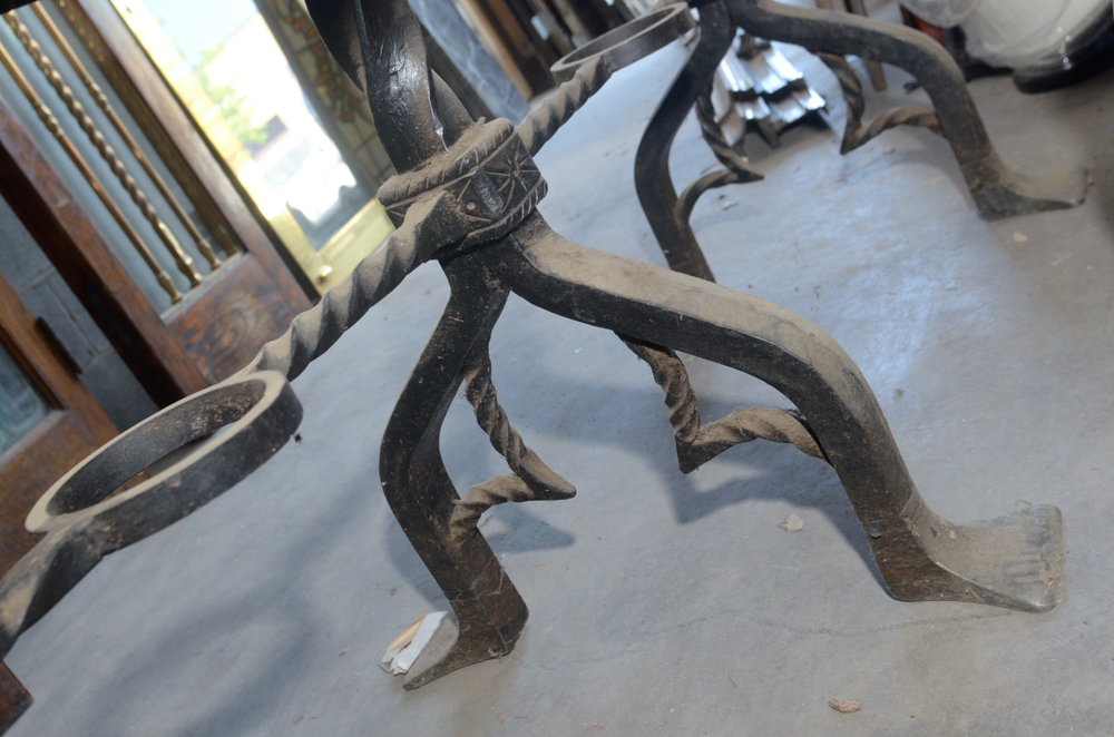 Stone Top Table with Wrought Iron Base