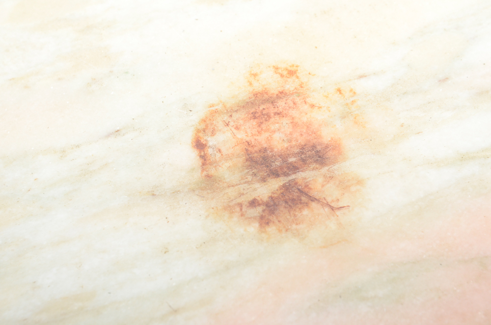 Stone Top Table with Wrought Iron Base