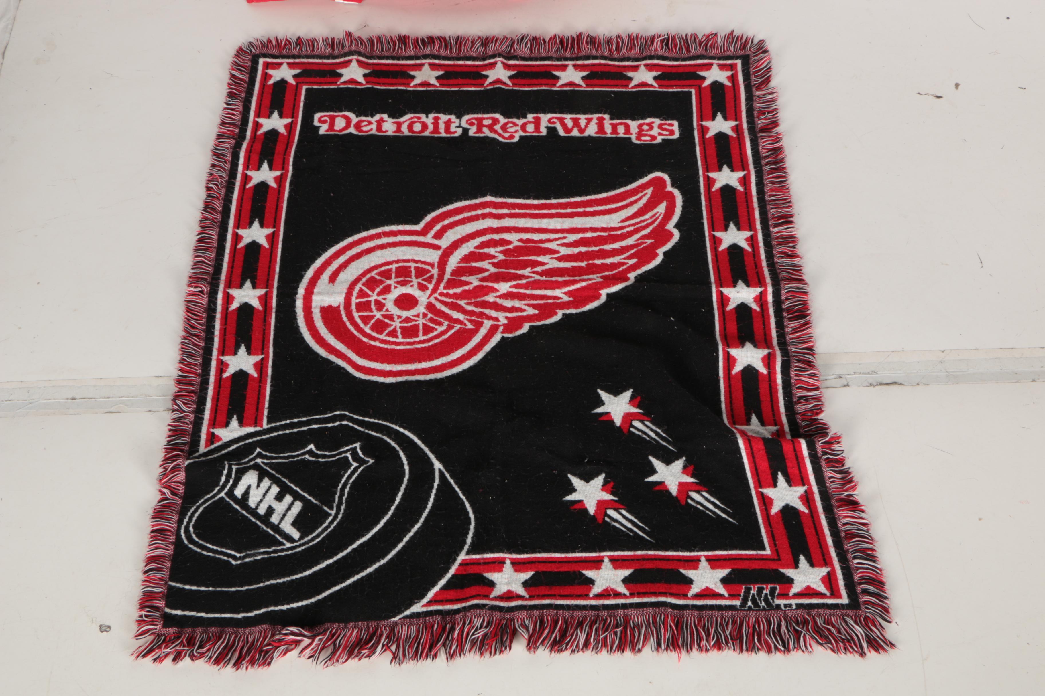 Collection of Detroit Red Wings Blanket and Pillows