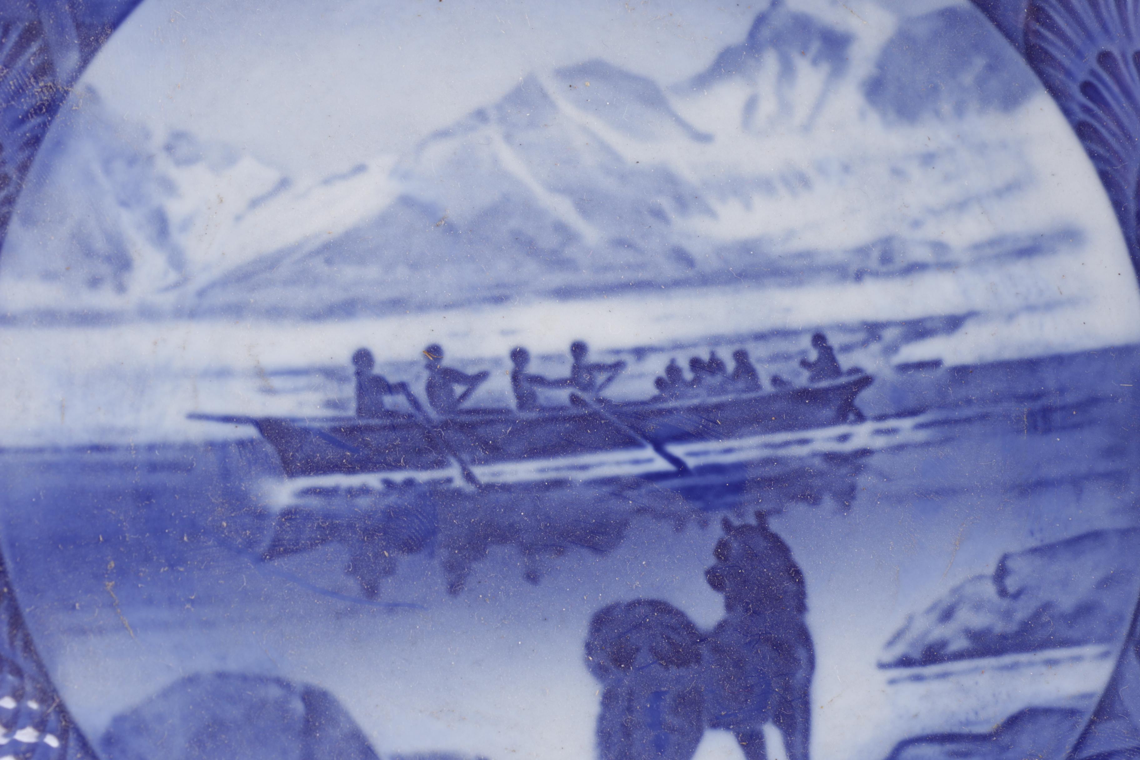 White and Blue Ceramic Decorative Plates From Royal Copenhagen