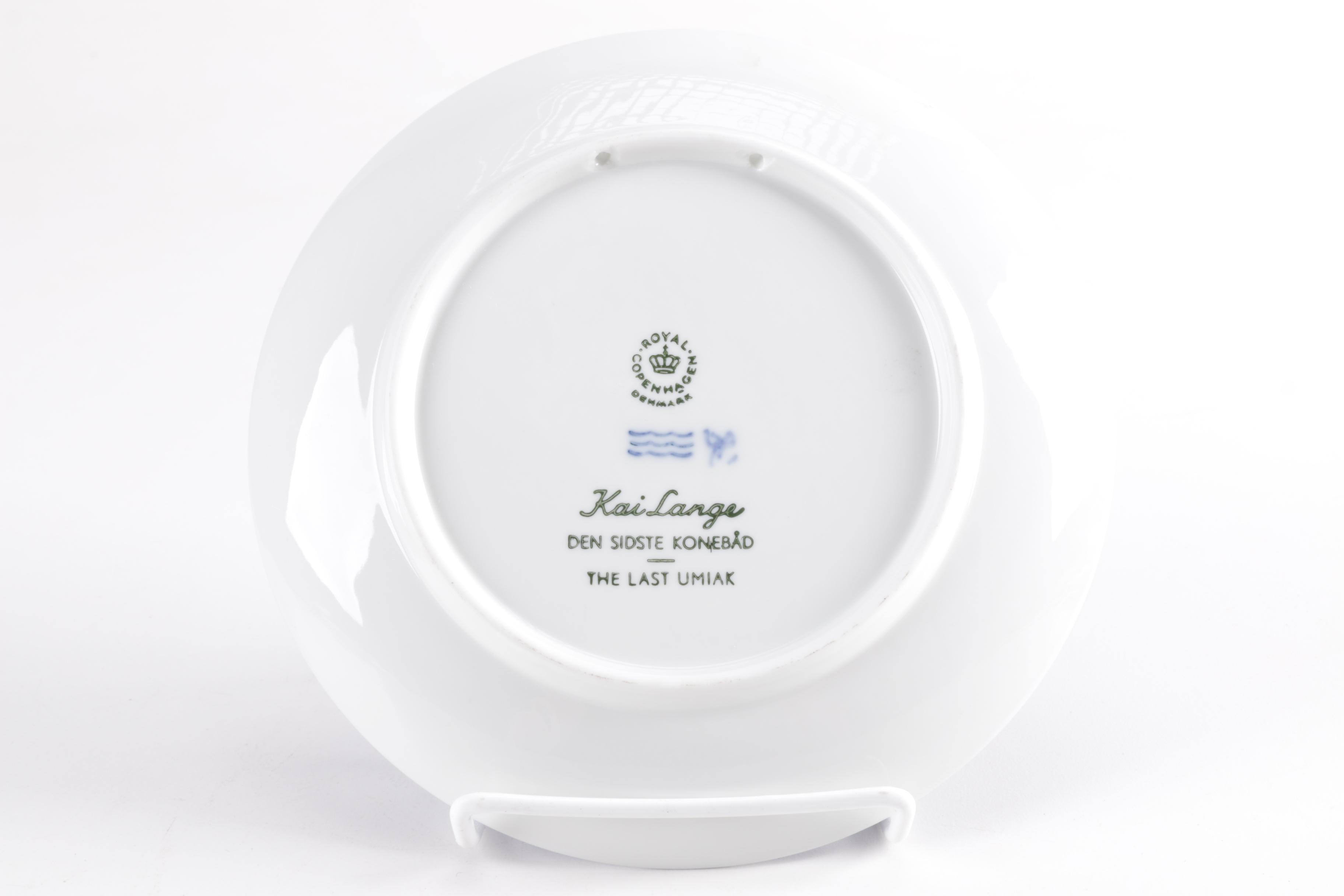 White and Blue Ceramic Decorative Plates From Royal Copenhagen