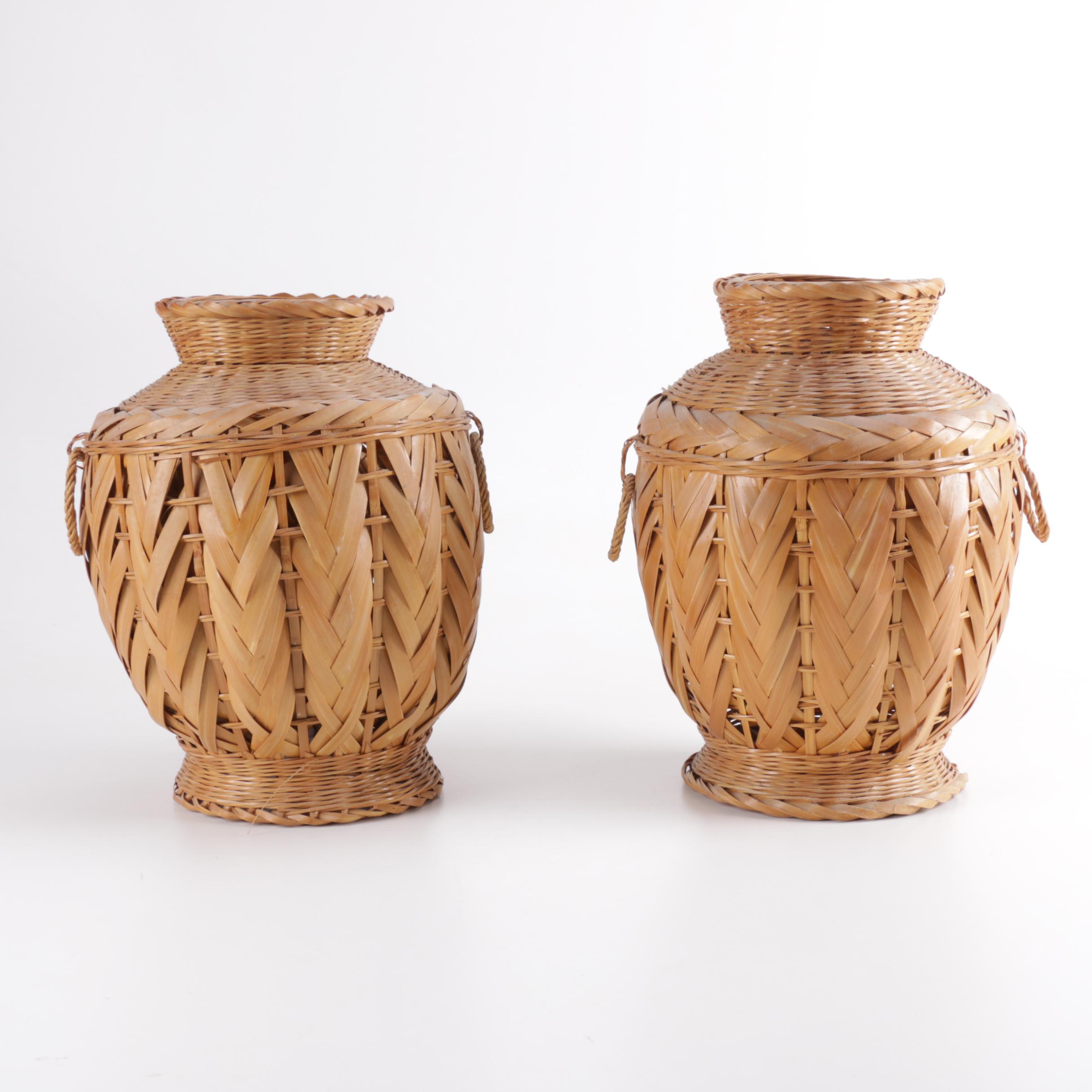 Rattan Woven Urn Baskets