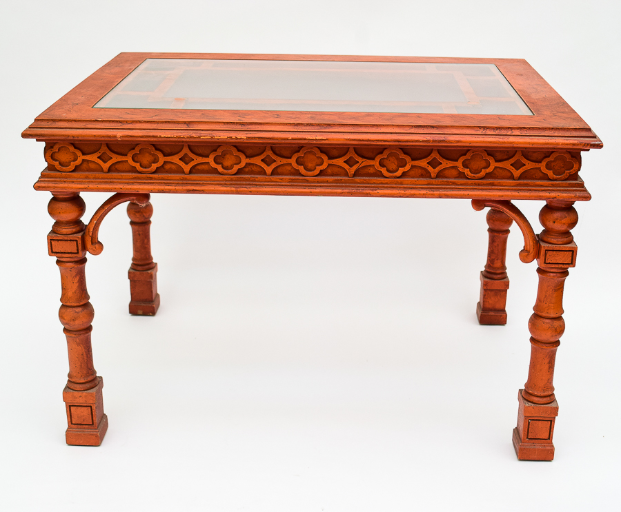 Cherry Wood and Glass Top Tables