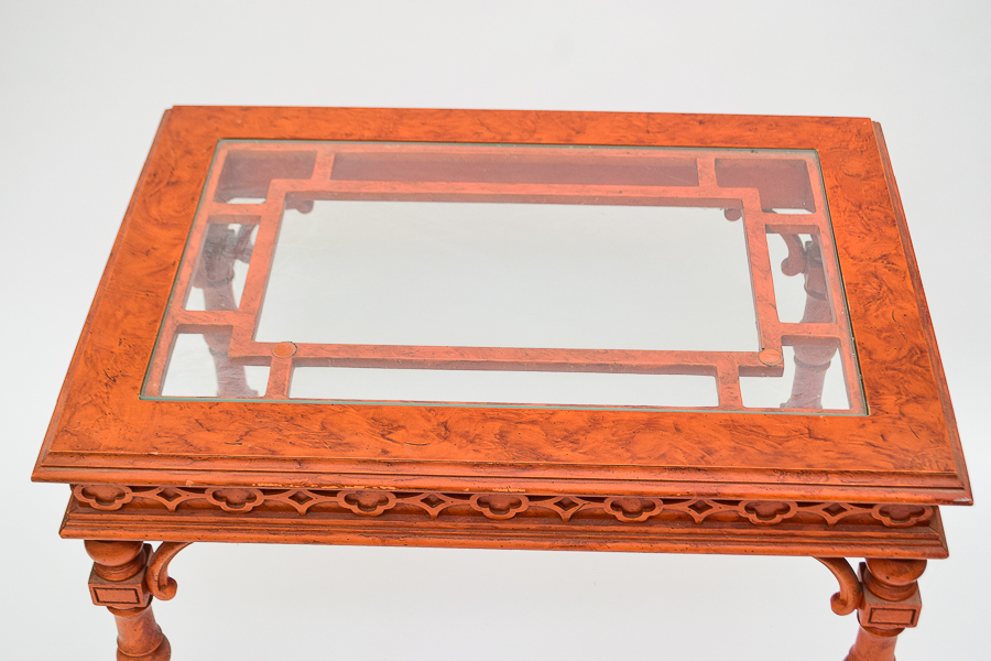 Cherry Wood and Glass Top Tables