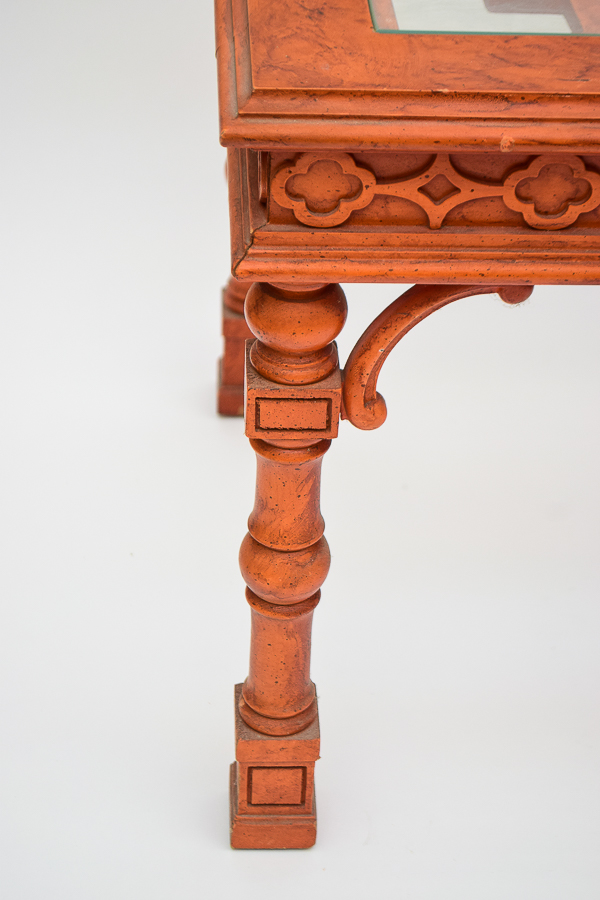 Cherry Wood and Glass Top Tables