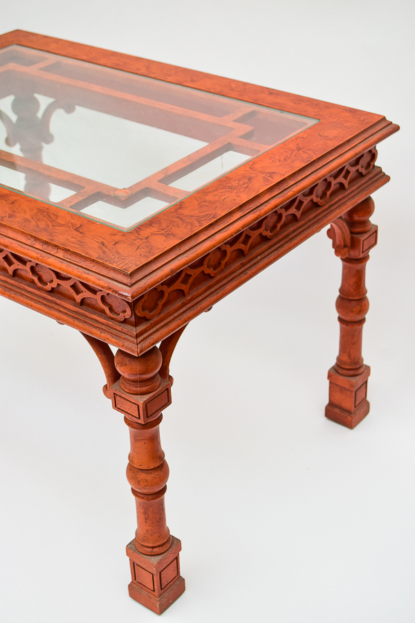 Cherry Wood and Glass Top Tables