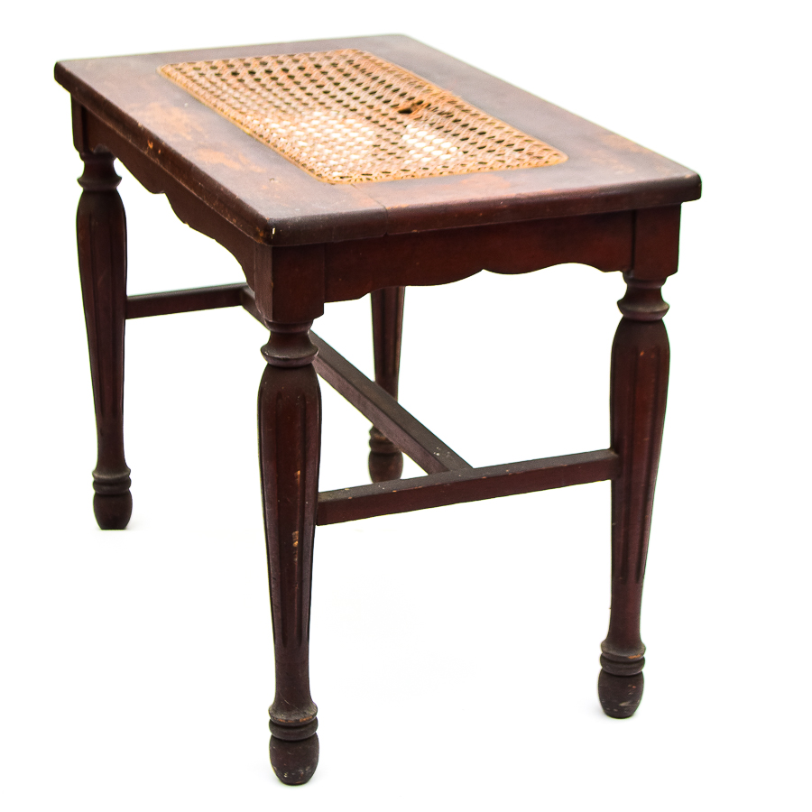 Vintage Cane Seat Bench