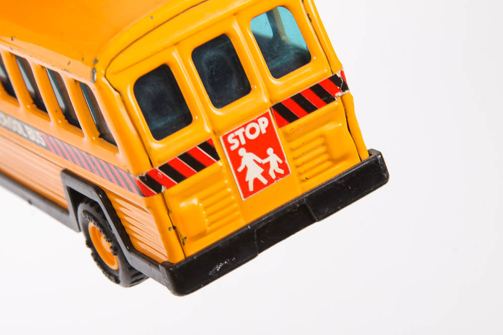 Pair of Vintage Japanese School Bus Toys