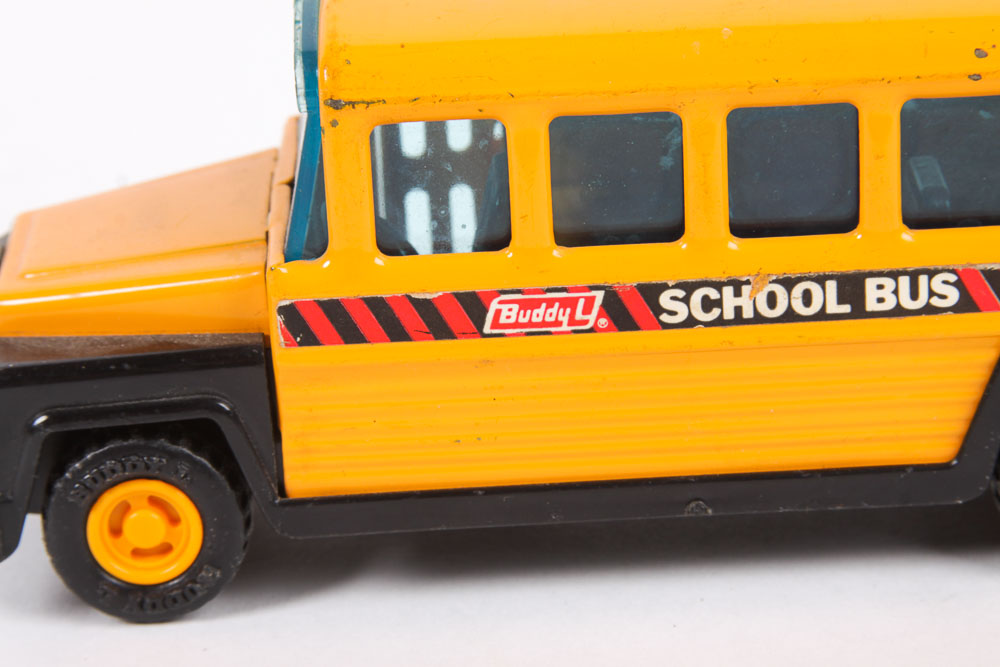 Pair of Vintage Japanese School Bus Toys