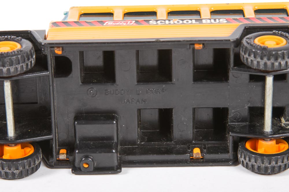 Pair of Vintage Japanese School Bus Toys