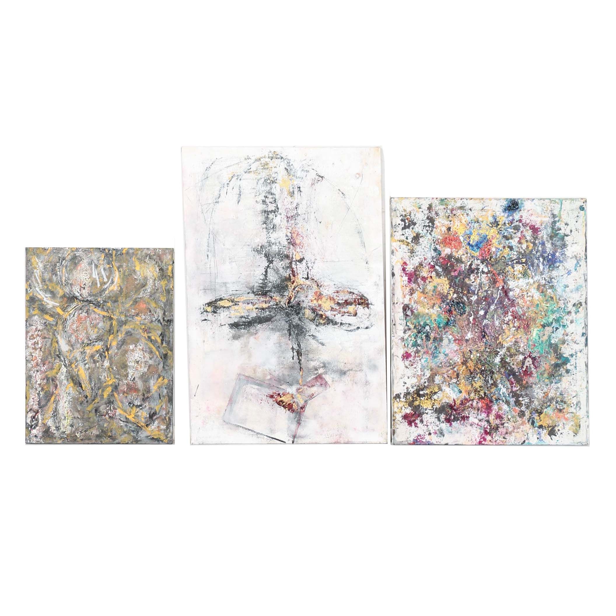 Wyatt Tan Mixed Media on Canvas Abstract Paintings