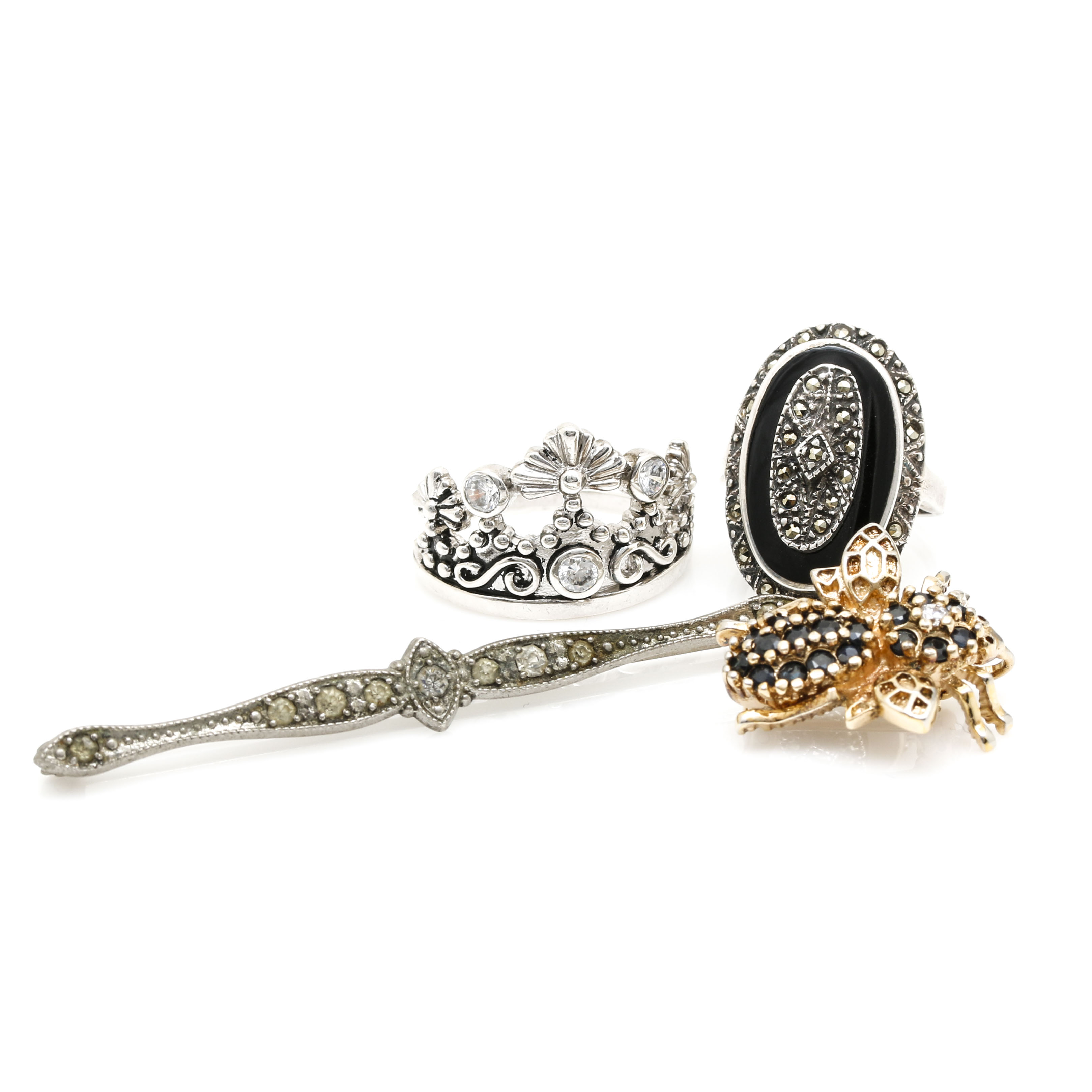 Assortment of Sterling Silver Jewelry Including Garnet, Amethyst, and Ruby