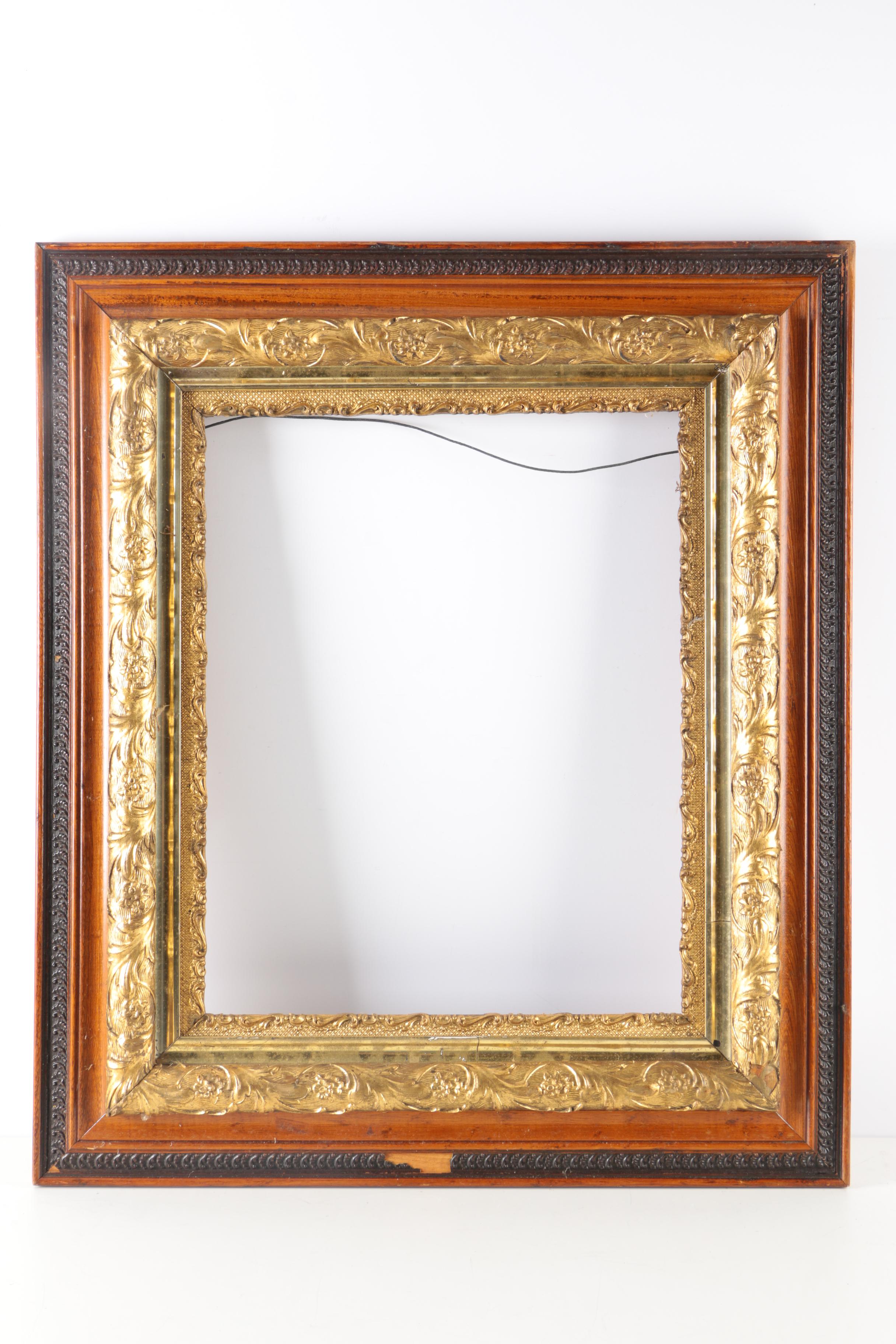 Carved Wooden Frames With Gold Tone Foliate Detailing