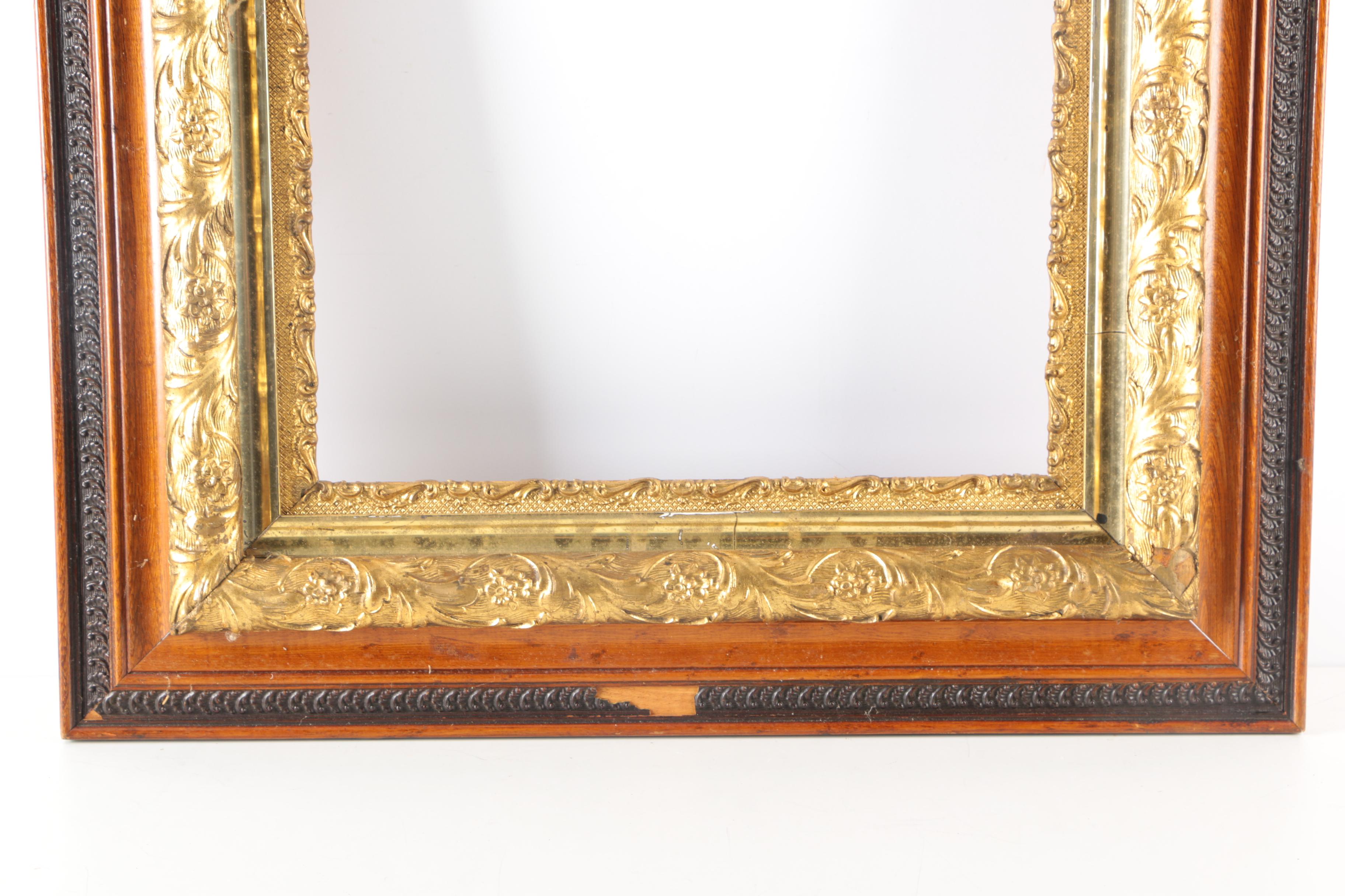 Carved Wooden Frames With Gold Tone Foliate Detailing