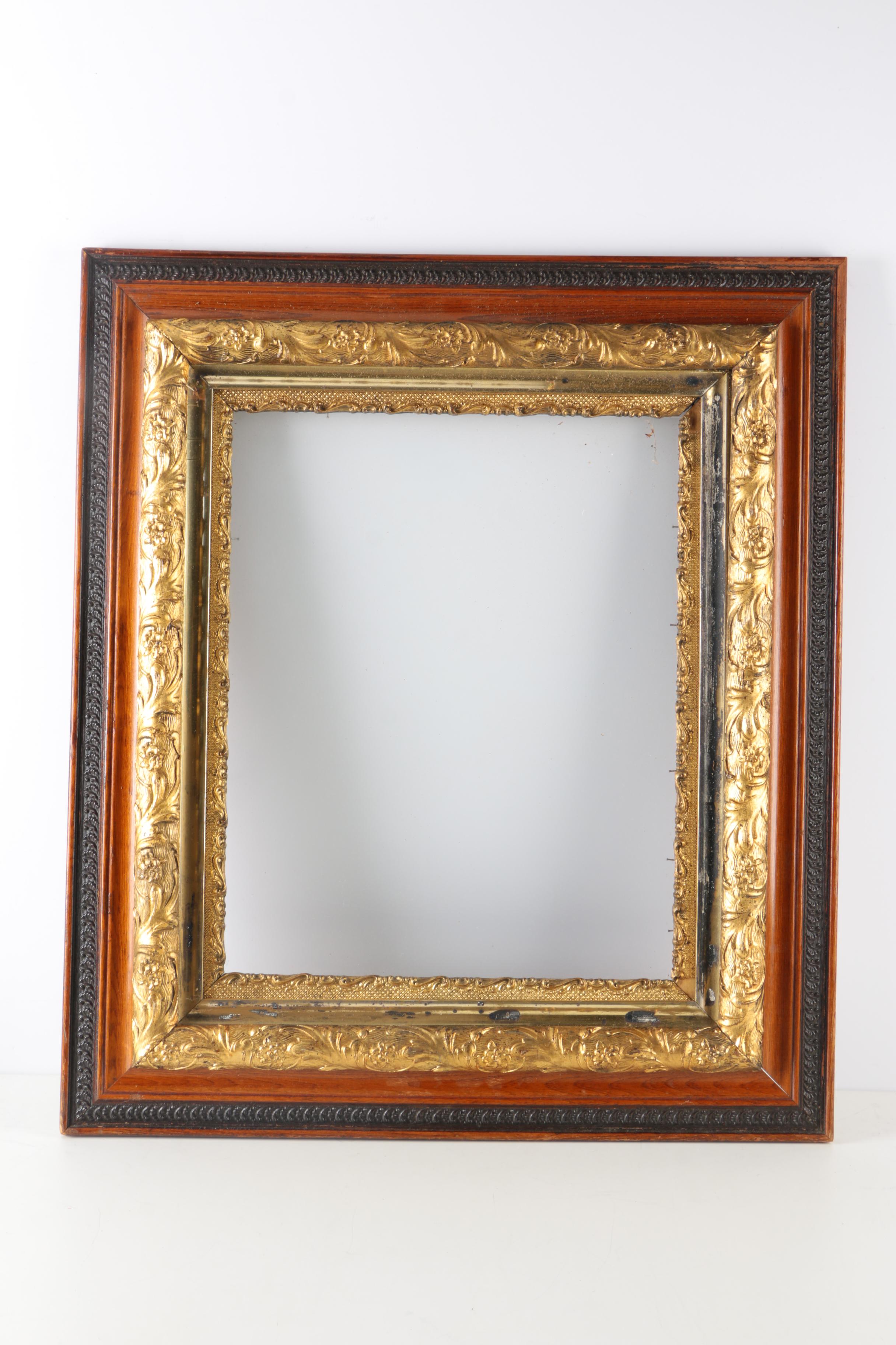 Carved Wooden Frames With Gold Tone Foliate Detailing