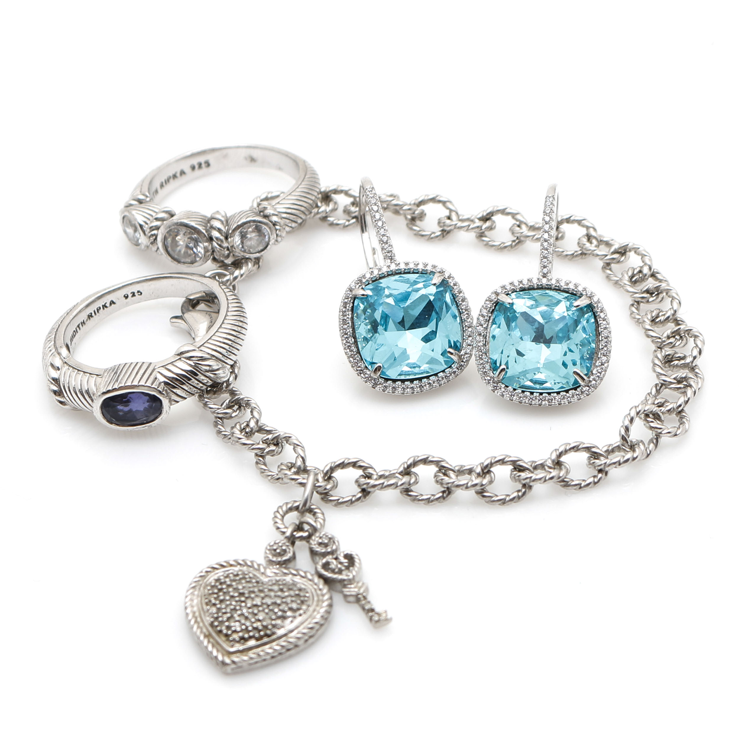 Sterling Silver and Stone Jewelry Including Judith Ripka Rings