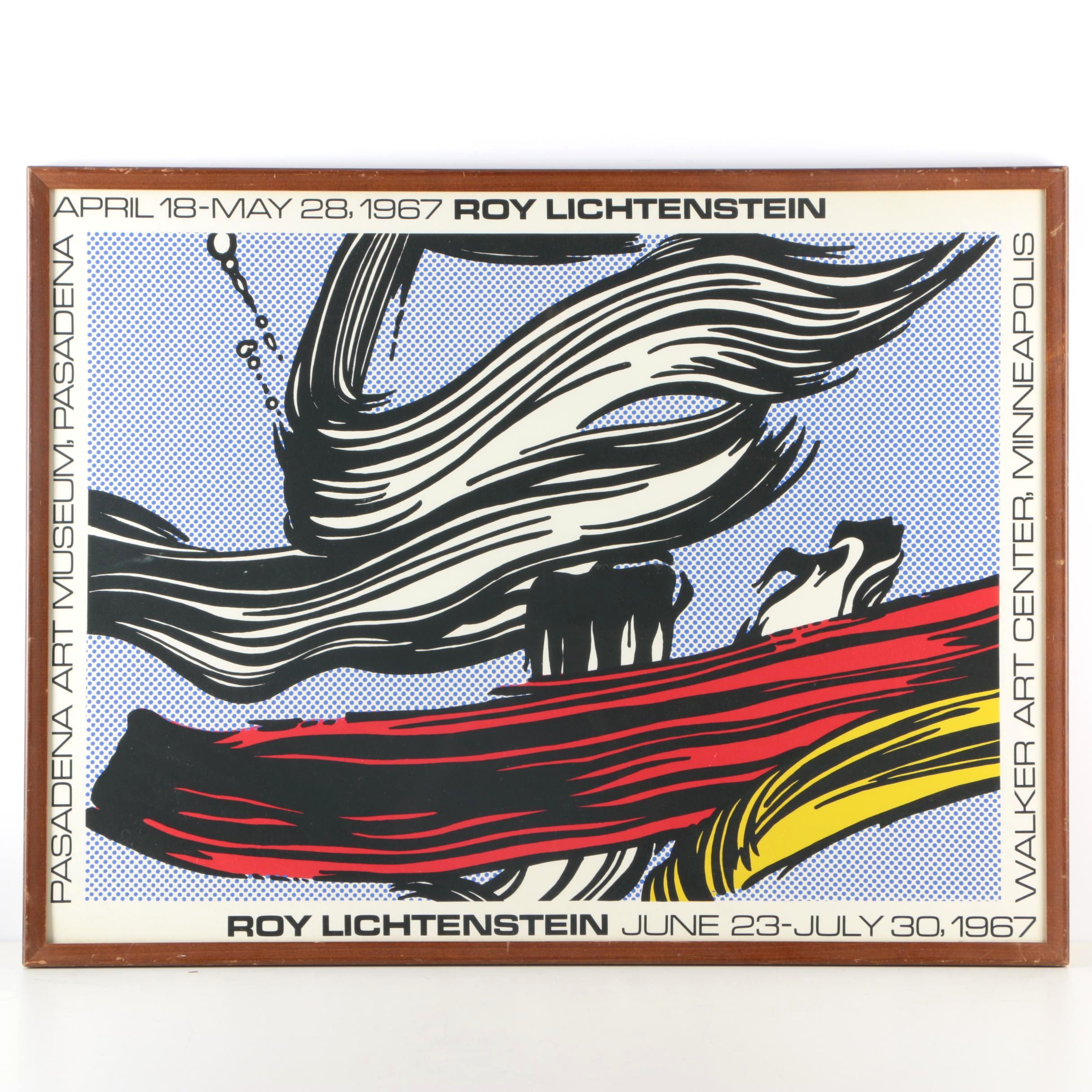 Serigraph of 1967 Exhibition Poster Featuring Roy Lichtenstein's "Brushstrokes"