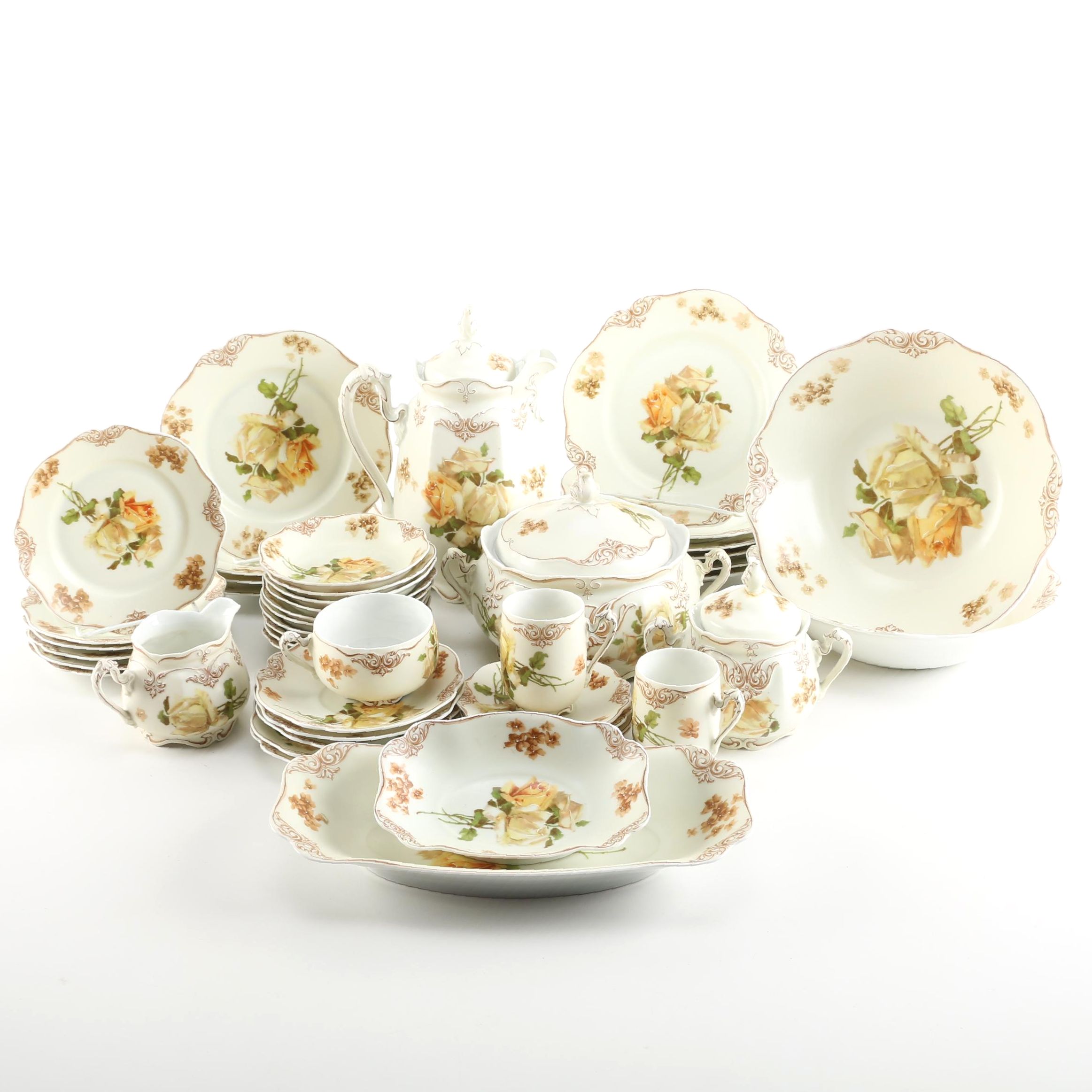 1900s Hermann Ohme Silesia "Old Ivory" Porcelain Tableware