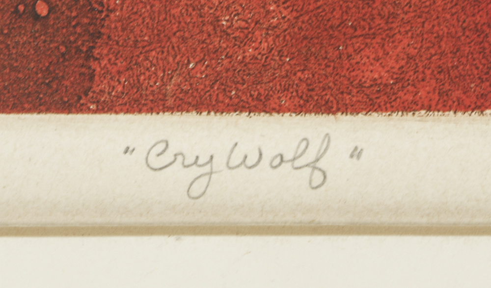 John Ihle Limited Edition Intaglio Print on Paper "Cry Wolf"