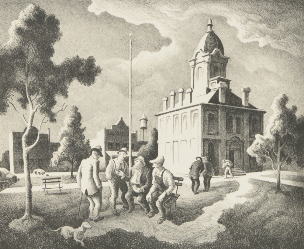 Thomas Hart Benton Limited Edition Lithograph on Paper "County Politics" 1973