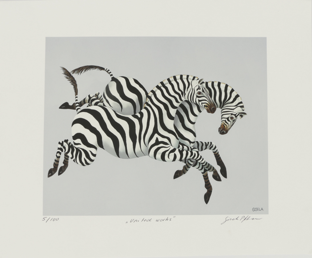 Pair of Signed Giclees on Paper "United Works" by Gisela Pferdekamper