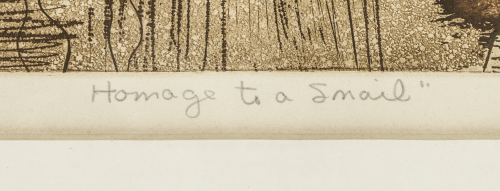 John Ihle Limited Edition Color Aquatint Etching on Paper "Homage to a Snail"