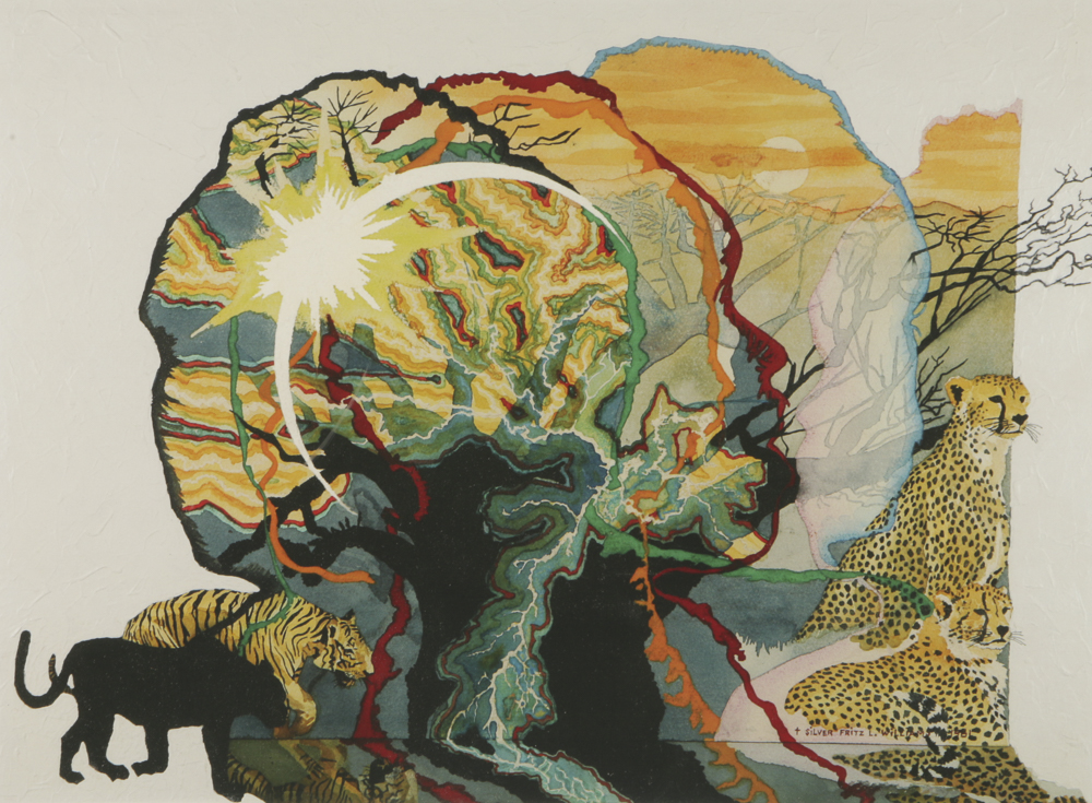 Silvester Fritz Williams Offset Lithograph on Paper "Black Cat"