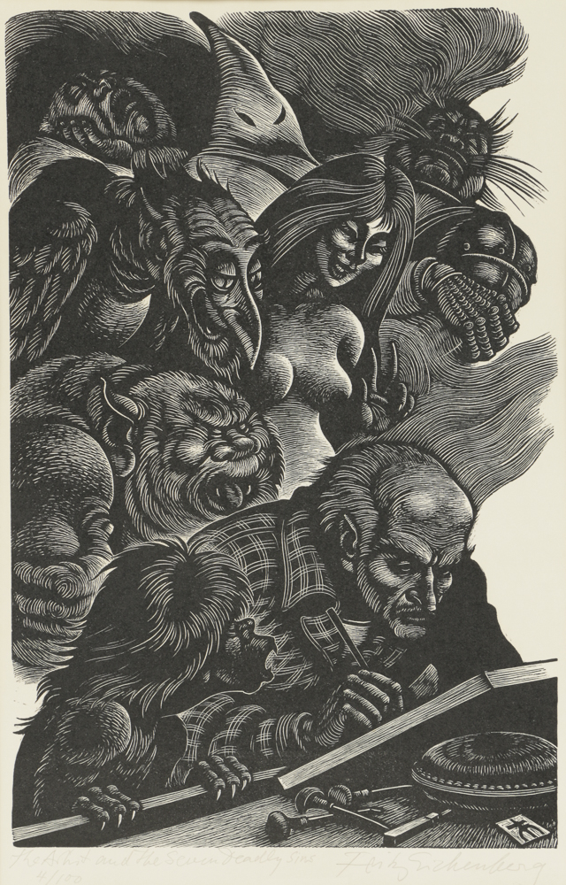 Fritz Eichenberg Limited Edition Engraving on Paper "The Artist and the Seven Deadly Sins"