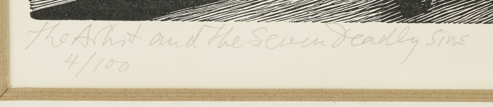 Fritz Eichenberg Limited Edition Engraving on Paper "The Artist and the Seven Deadly Sins"