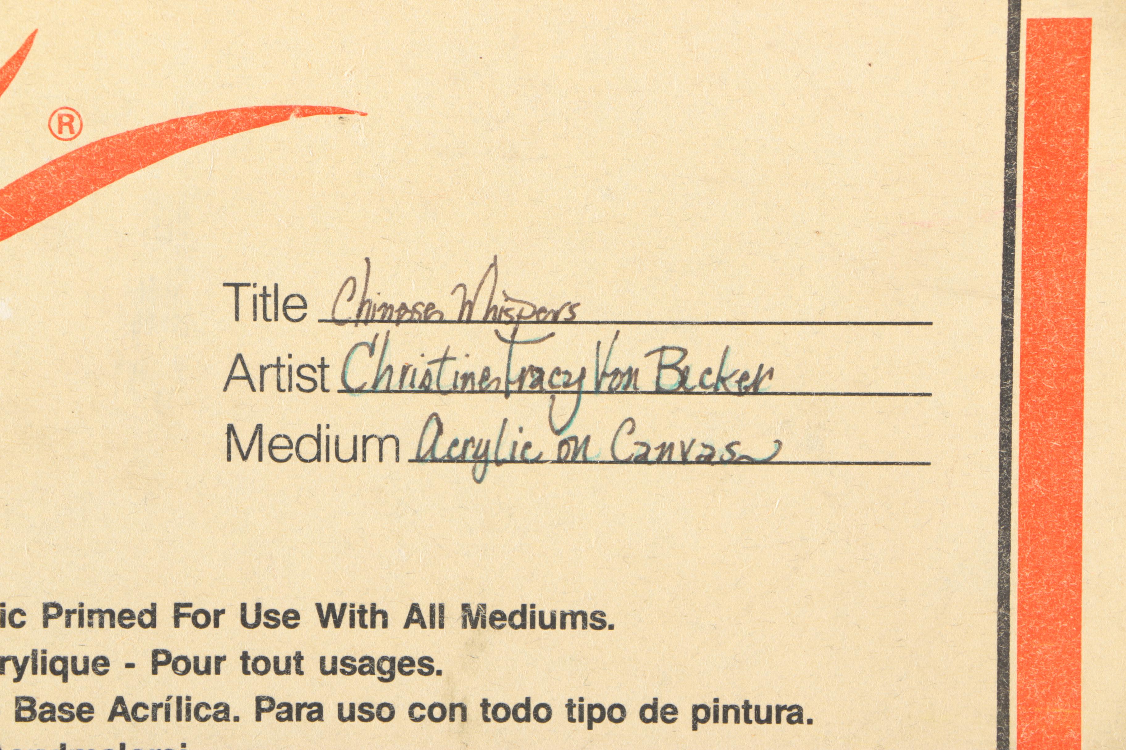 Christine Tracy Von Becker Acrylic on Canvas Board "Chinese Whispers"