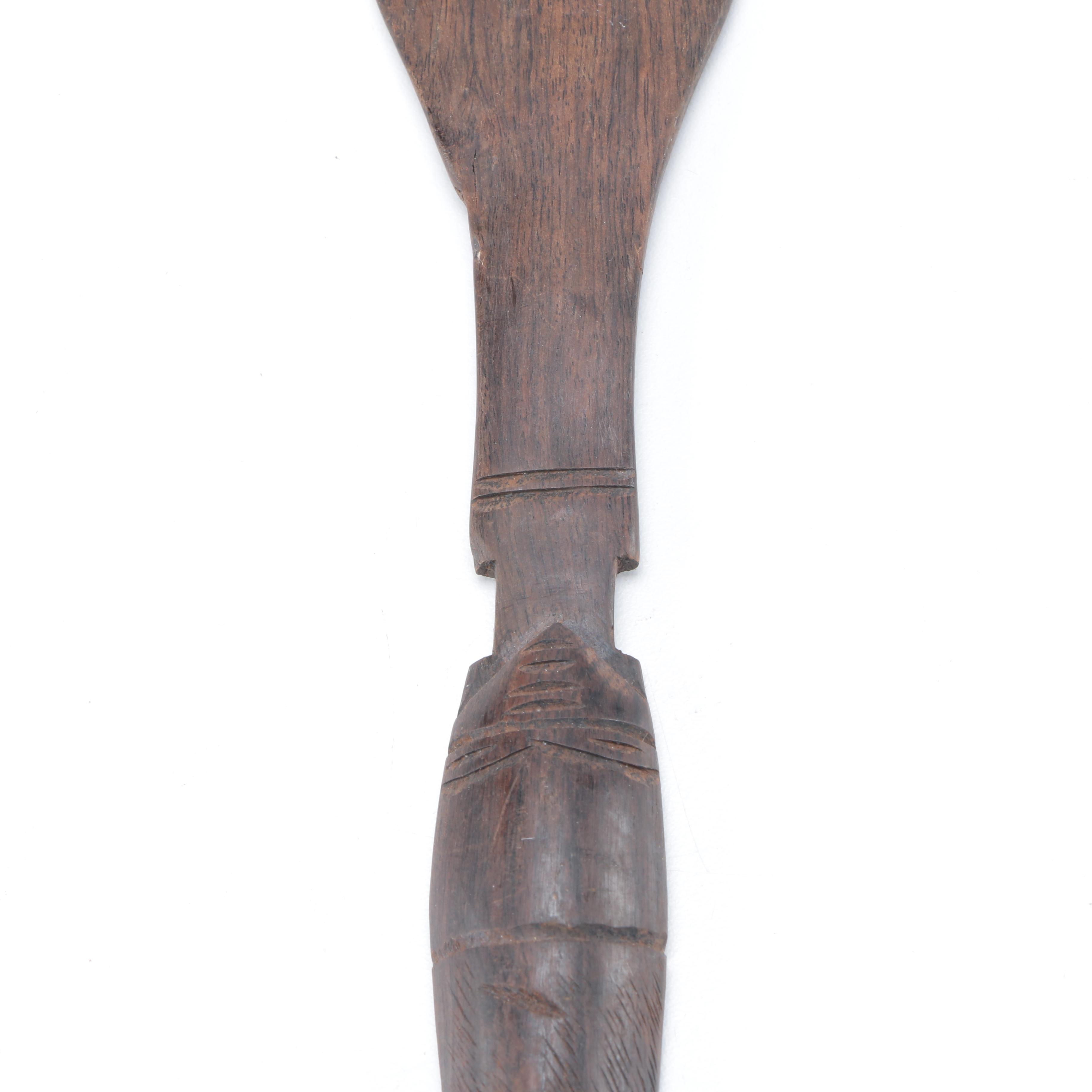 Carved Ethnographic Wooden Serving Utensils