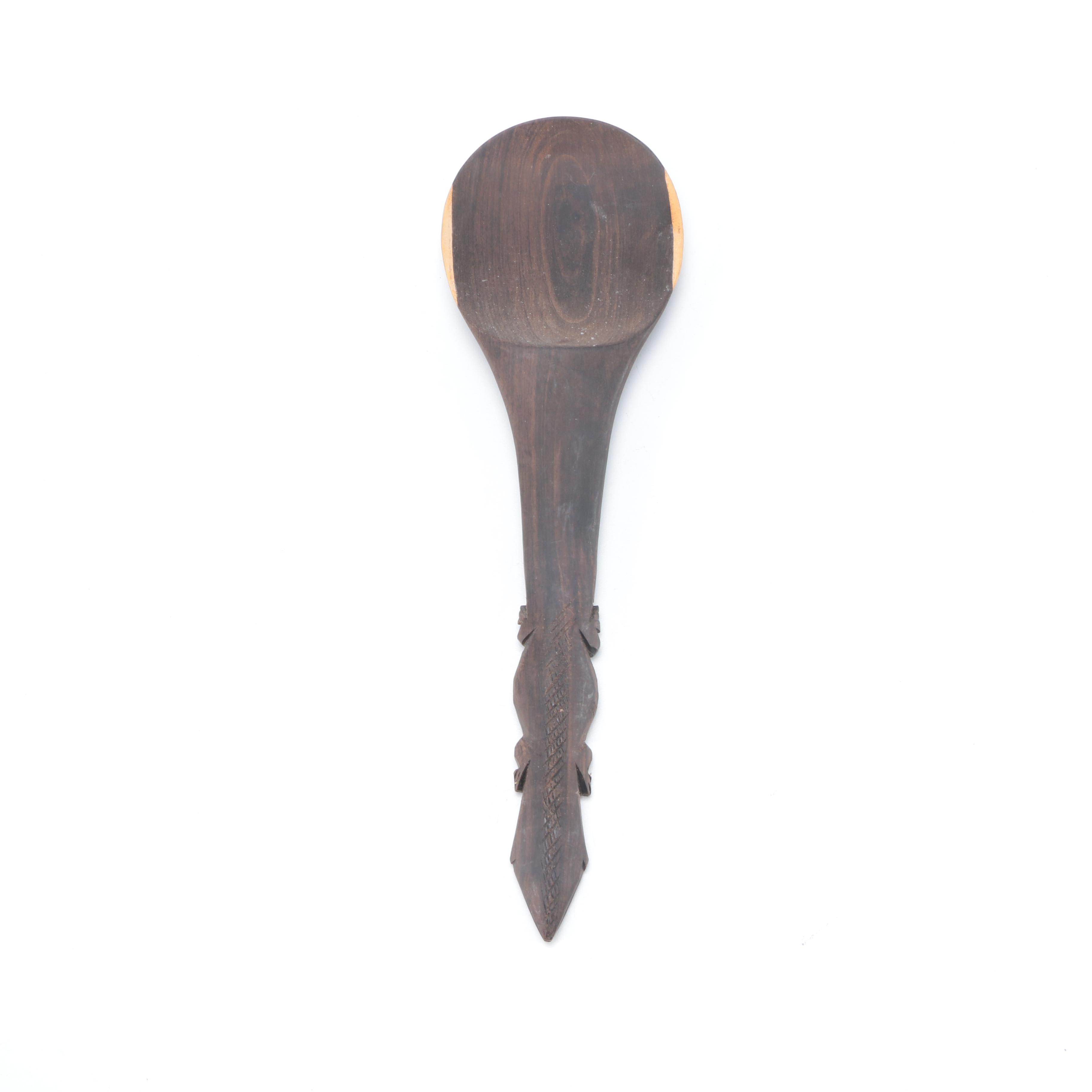 Carved Ethnographic Wooden Serving Utensils
