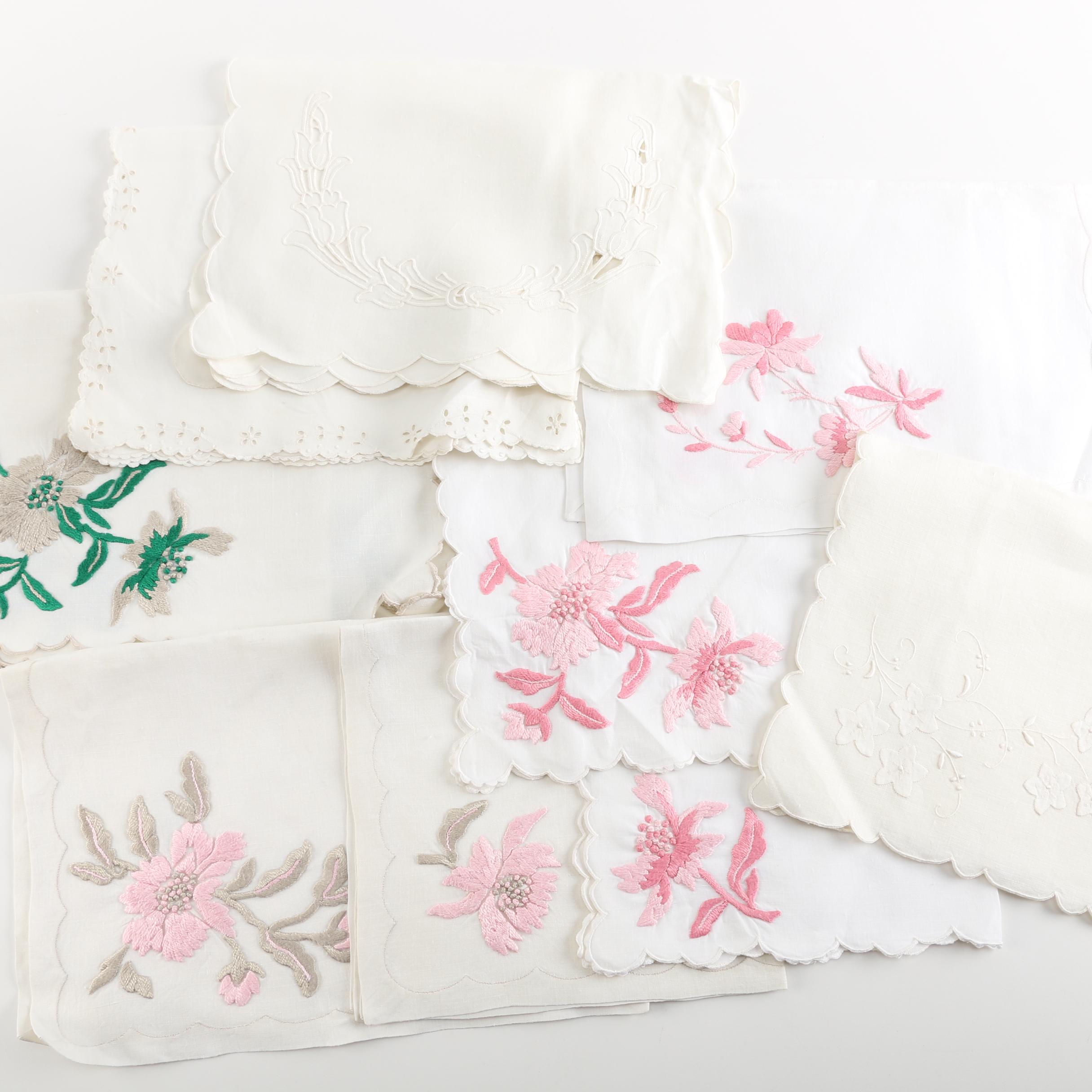 Vintage Floral Linen Placemats and Napkins