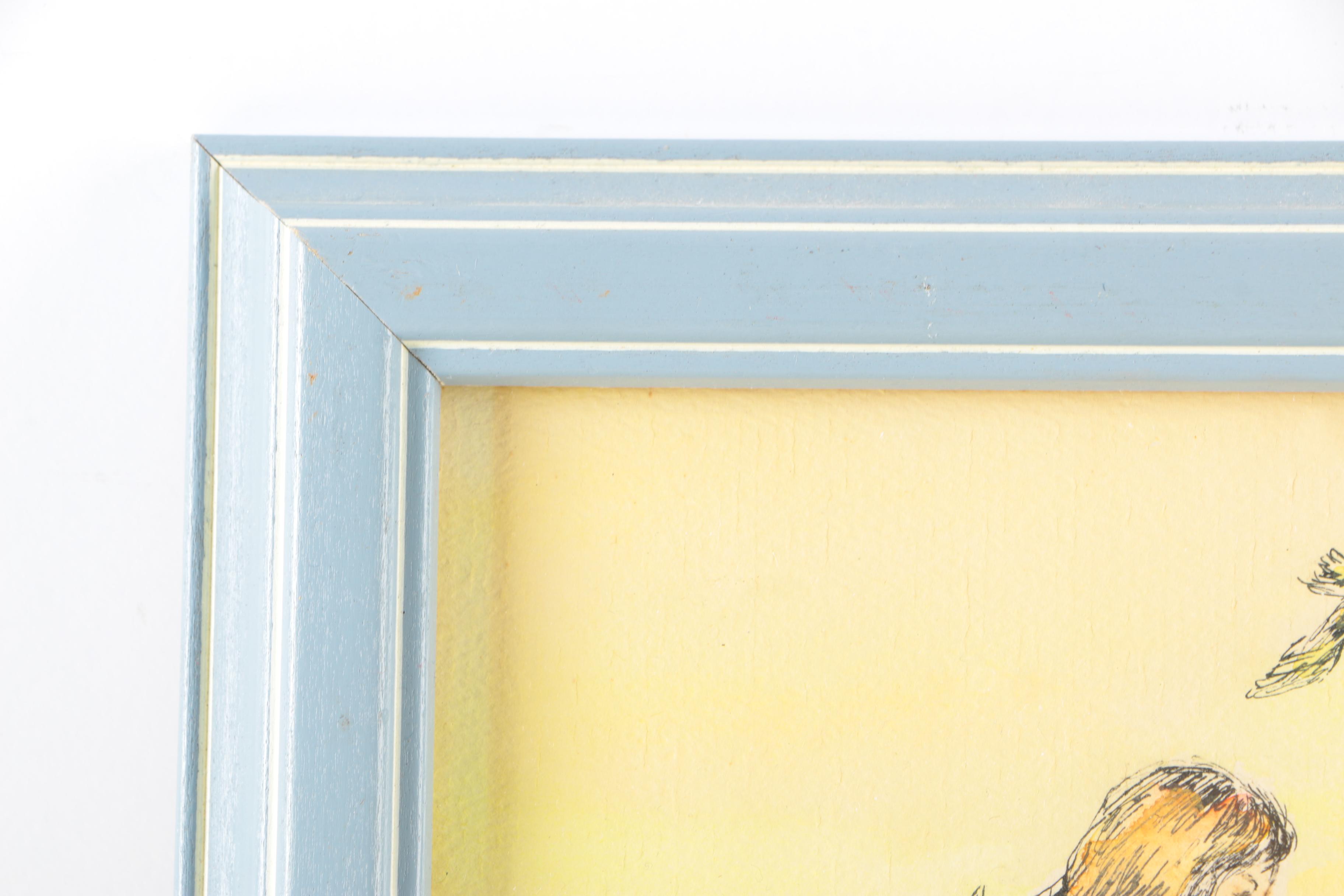 Kushner Watercolor and Ink on Paper Girls and Birds