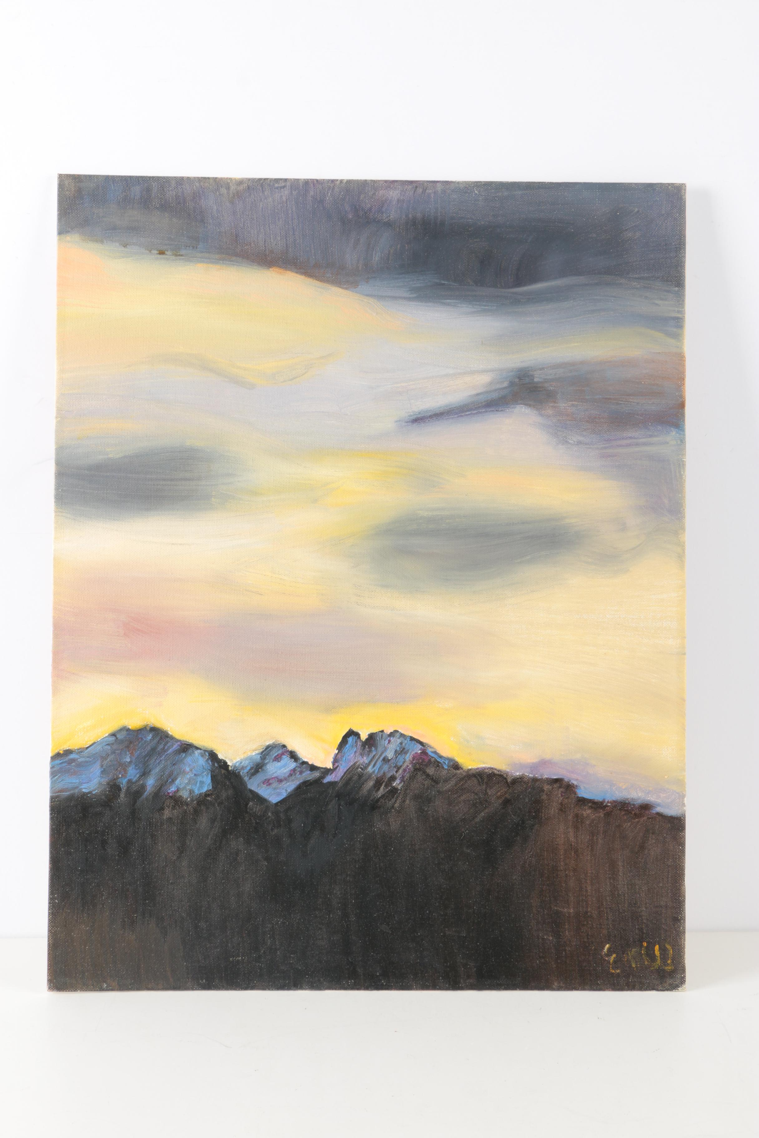 Eugenie Weinberg Mid-Century Acrylic Paintings on Canvas Board