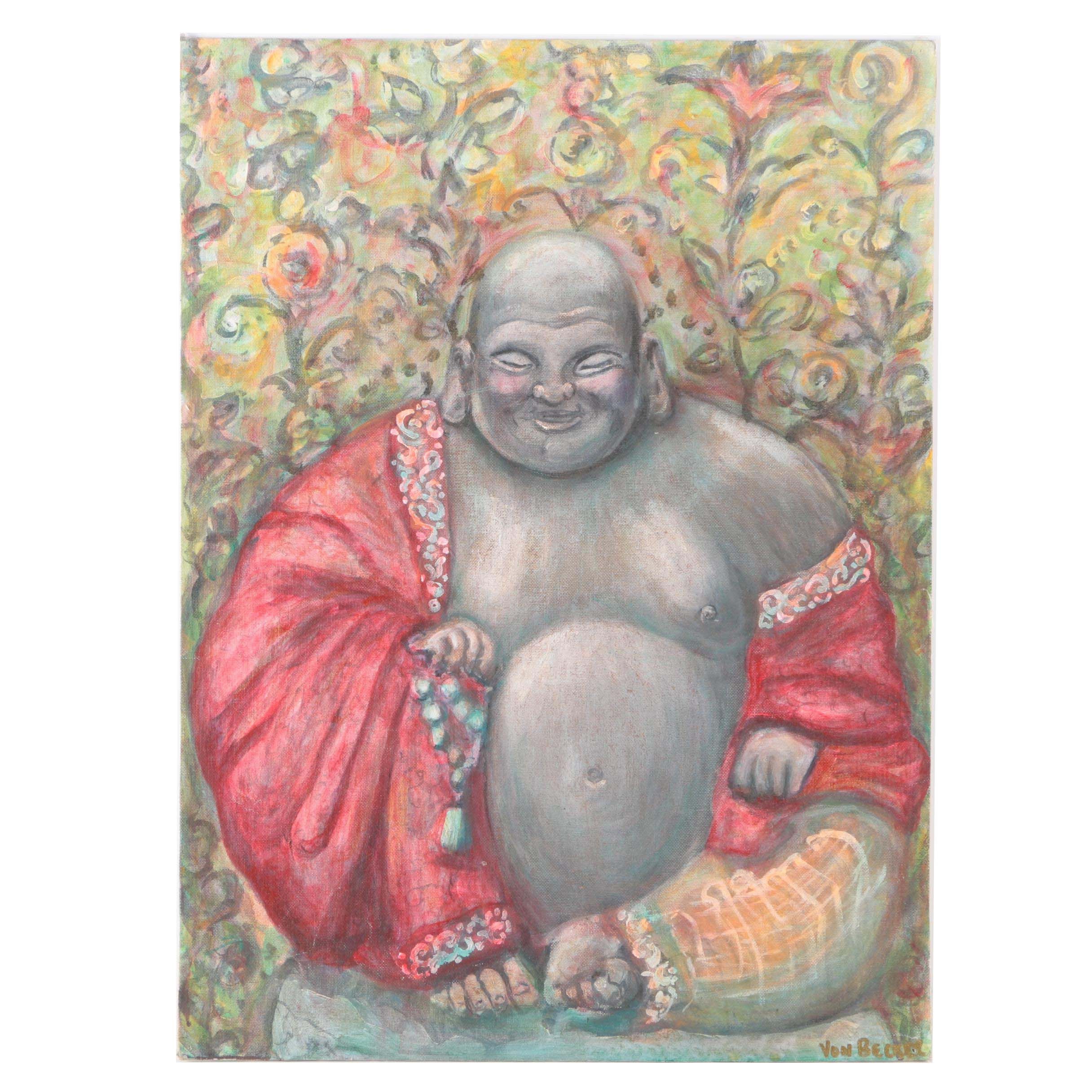 Christine Tracy Von Becker Acrylic on Canvas Board "Chinese Whispers"