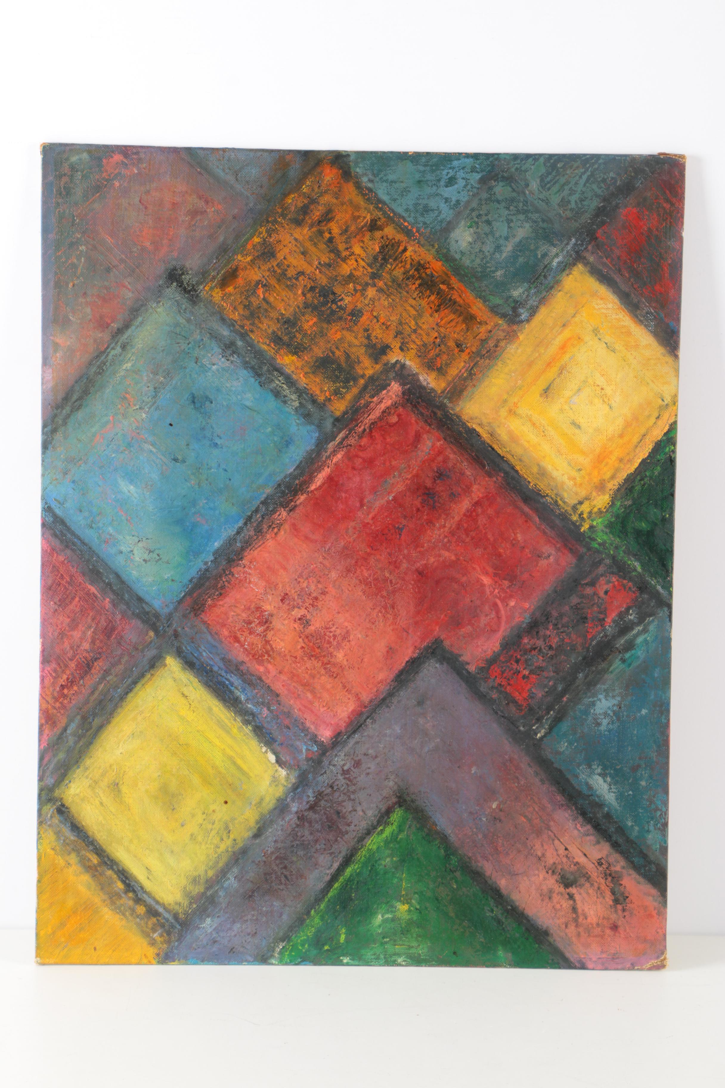 Eugenie Weinberg Mid-Century Acrylic Paintings on Canvas Board