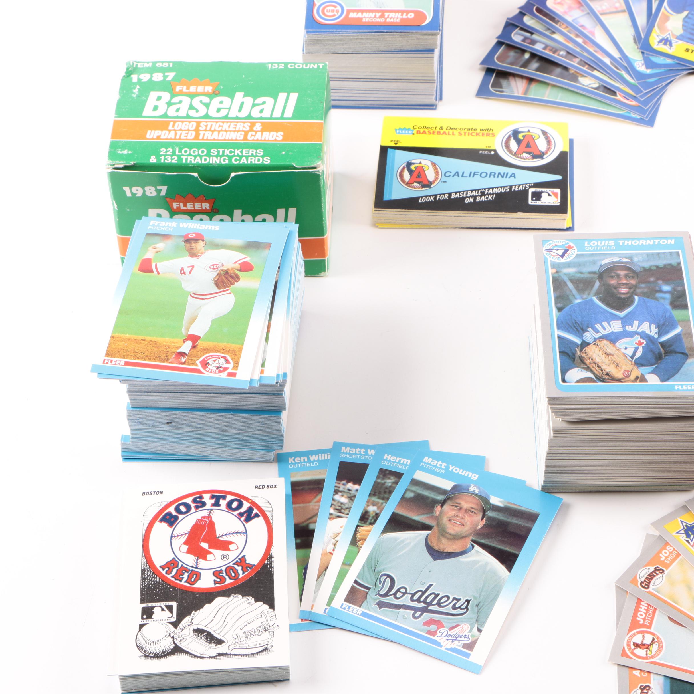 Assortment of 1980s and 1990s Fleer Baseball Cards and Logo Stickers