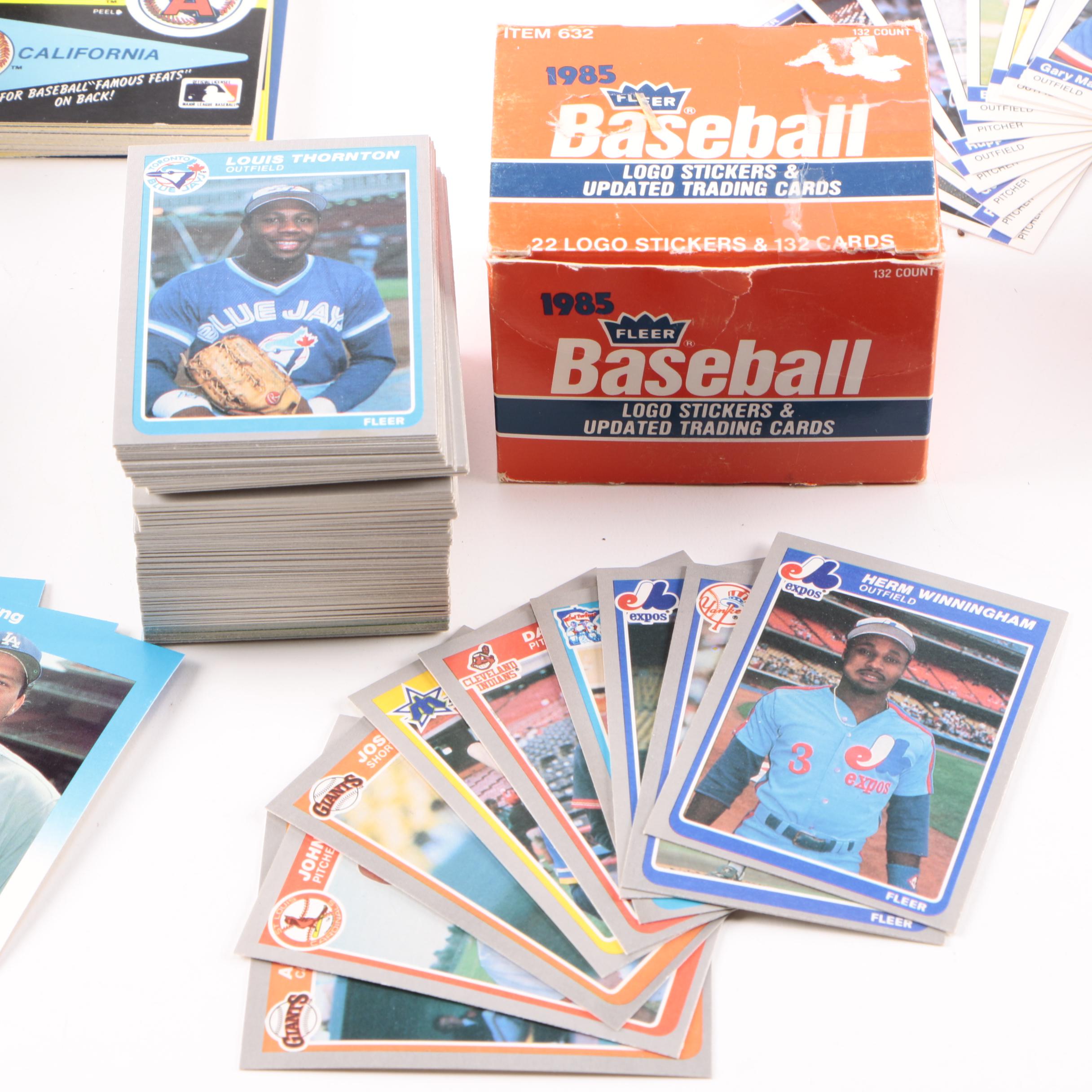 Assortment of 1980s and 1990s Fleer Baseball Cards and Logo Stickers