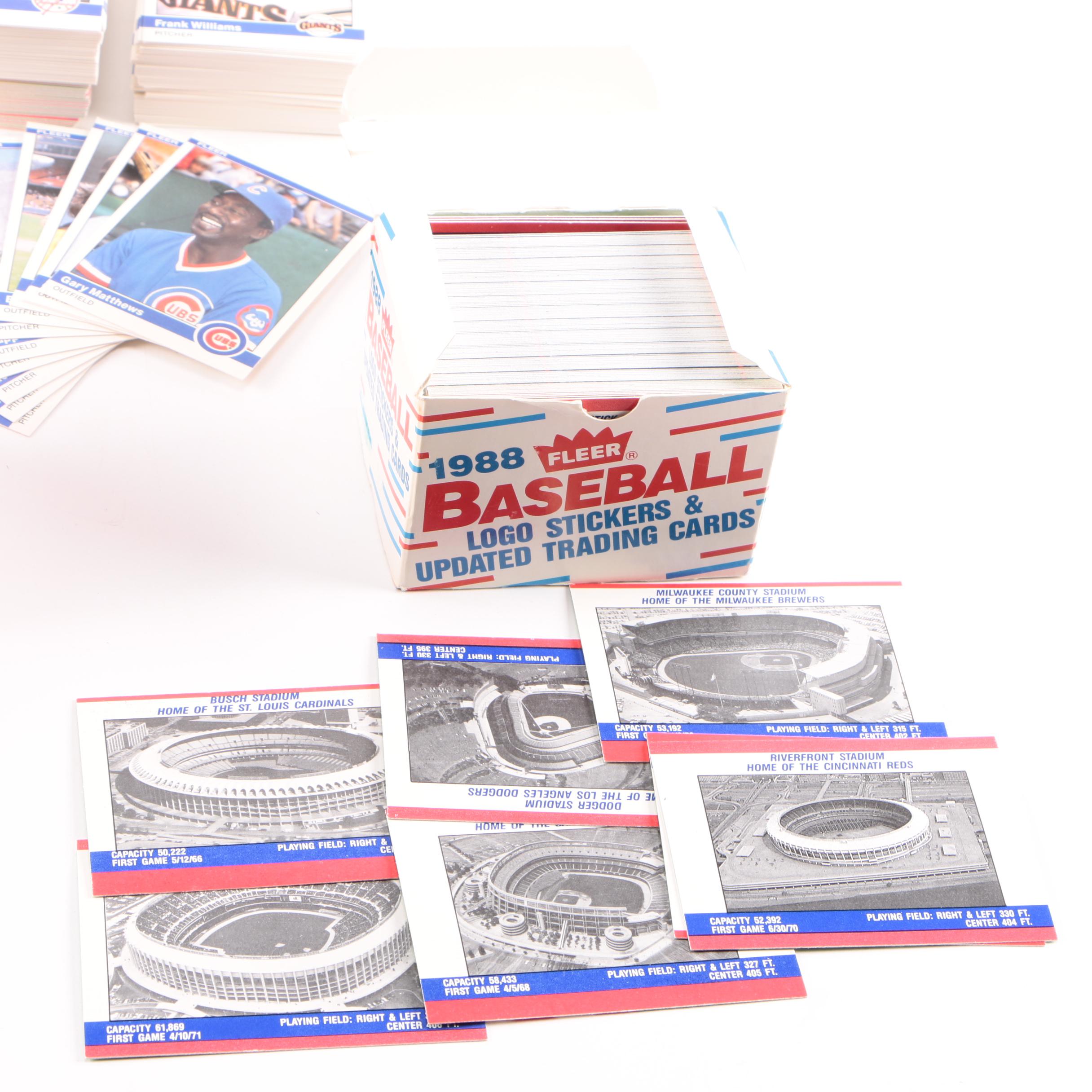 Assortment of 1980s and 1990s Fleer Baseball Cards and Logo Stickers